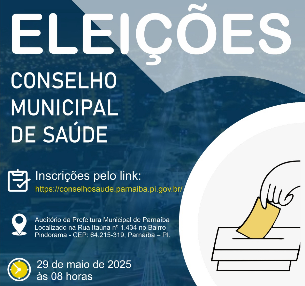 Convite para Eleição do Conselho Municipal de Saúde de Parnaíba