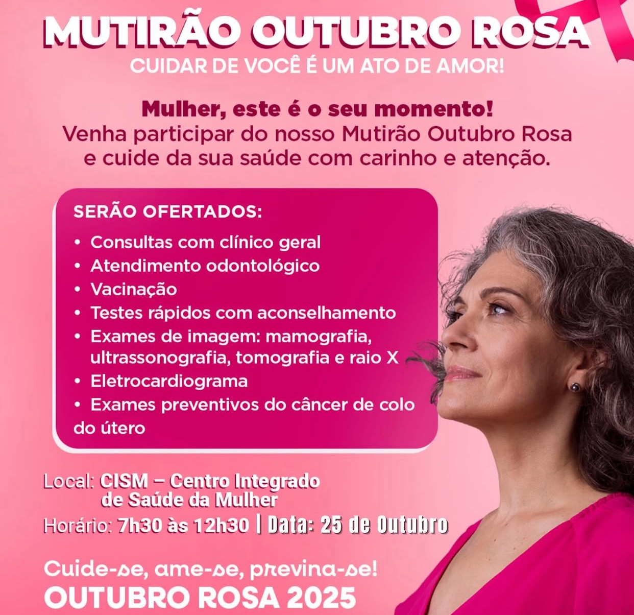 Prefeitura de Parnaíba realiza Mutirão Outubro Rosa dia 25/10
