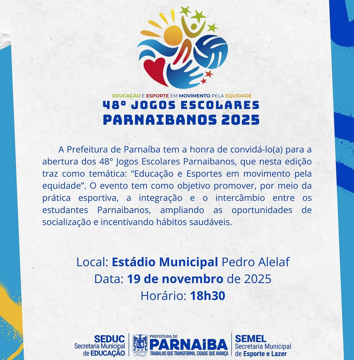 48º Jogos Escolares Parnaibanos 2025 iniciarão nesta quarta-feira, 19 de novembro