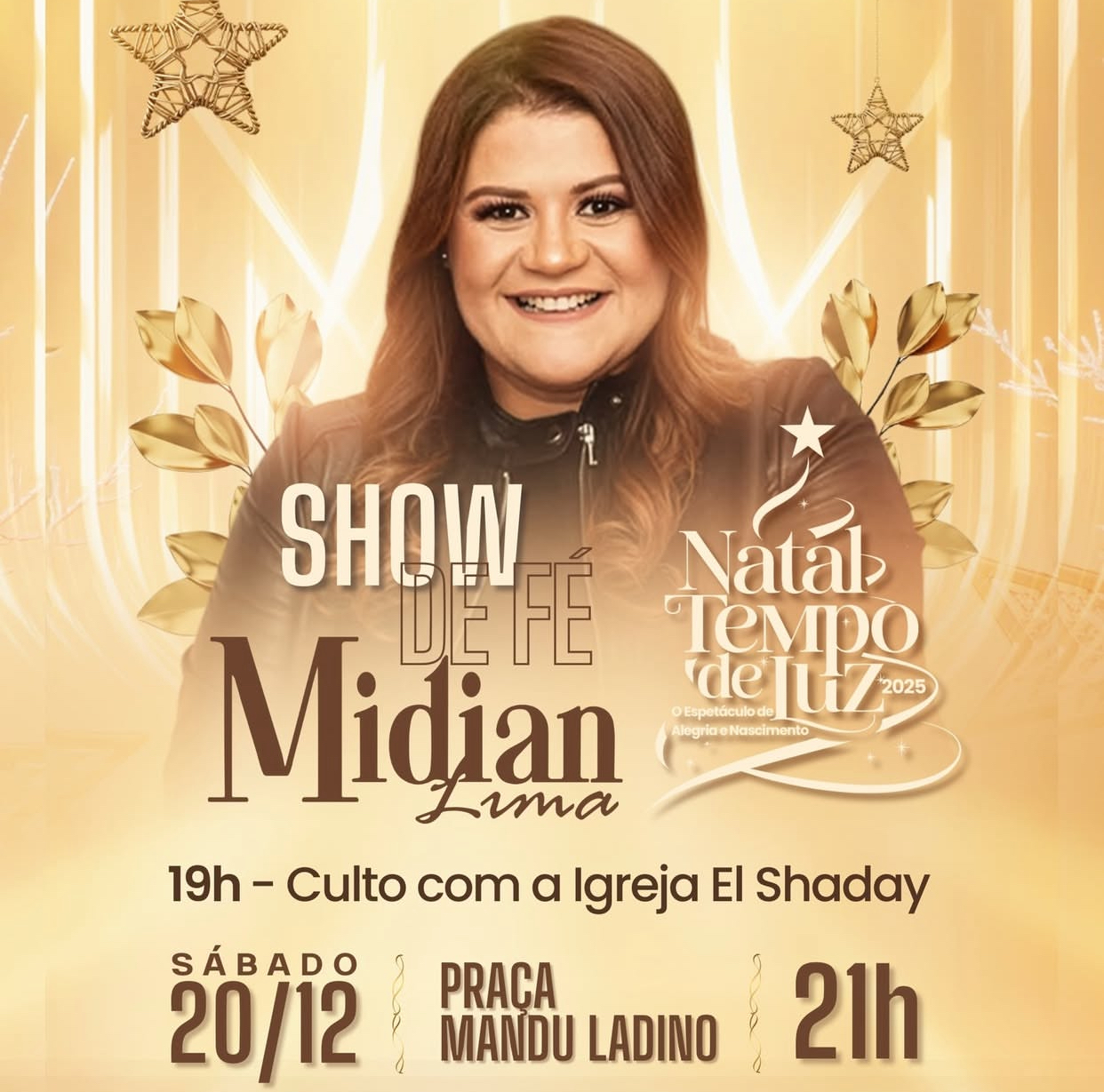 Prefeitura de Parnaíba promove show de fé com cantora gospel Midian Lima no dia 20 de dezembro de 2025